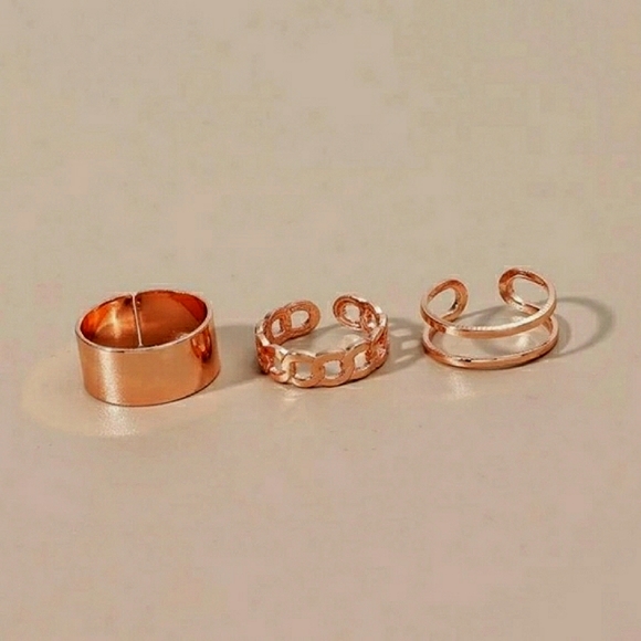 Rose gold cuff rings, set of three, NWOT - Picture 2 of 3